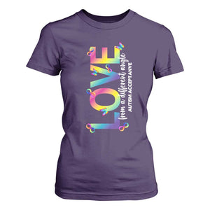 Autism Acceptance T Shirt For Women Love From a Different Angle Rainbow Infinity TS02 Purple Print Your Wear
