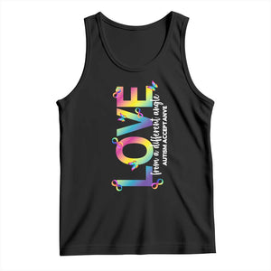 Autism Acceptance Tank Top Love From a Different Angle Rainbow Infinity TS02 Black Print Your Wear