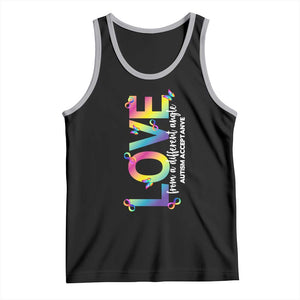Autism Acceptance Tank Top Love From a Different Angle Rainbow Infinity TS02 Black Athletic Heather Print Your Wear