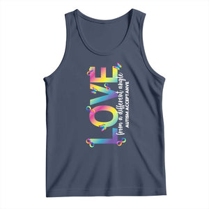 Autism Acceptance Tank Top Love From a Different Angle Rainbow Infinity TS02 Navy Print Your Wear