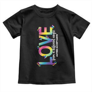 Autism Acceptance Toddler T Shirt Love From a Different Angle Rainbow Infinity TS02 Black Print Your Wear