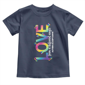 Autism Acceptance Toddler T Shirt Love From a Different Angle Rainbow Infinity TS02 Navy Print Your Wear