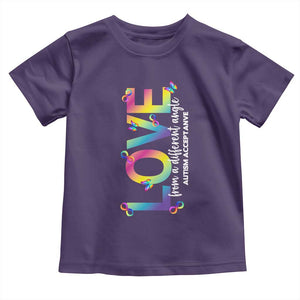 Autism Acceptance Toddler T Shirt Love From a Different Angle Rainbow Infinity TS02 Purple Print Your Wear