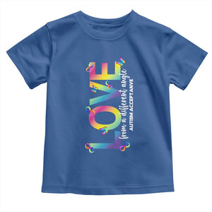 Autism Acceptance Toddler T Shirt Love From a Different Angle Rainbow Infinity TS02 Royal Blue Print Your Wear