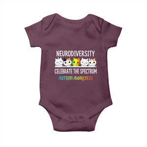 Cute Cats Autism Embrace Baby Onesie Neurodiversity Celebrate The Spectrum TS02 Maroon Print Your Wear