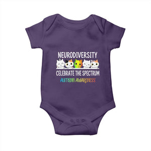 Cute Cats Autism Embrace Baby Onesie Neurodiversity Celebrate The Spectrum TS02 Purple Print Your Wear