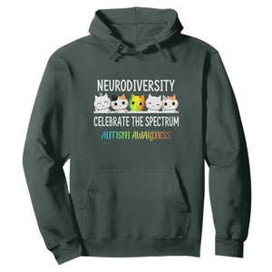Cute Cats Autism Embrace Hoodie Neurodiversity Celebrate The Spectrum TS02 Dark Forest Green Print Your Wear