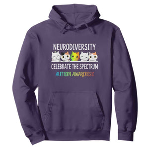 Cute Cats Autism Embrace Hoodie Neurodiversity Celebrate The Spectrum TS02 Purple Print Your Wear