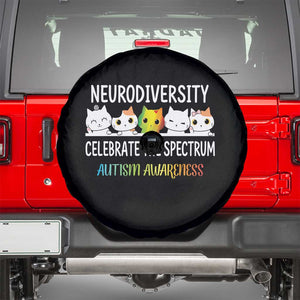 Cute Cats Autism Embrace Spare Tire Cover Neurodiversity Celebrate The Spectrum TS02 Black Print Your Wear