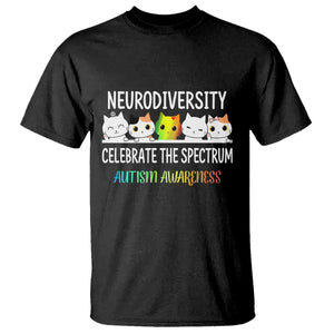 Cute Cats Autism Embrace T Shirt Neurodiversity Celebrate The Spectrum TS02 Black Print Your Wear