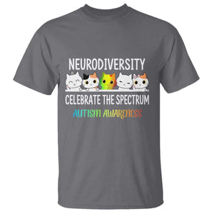 Cute Cats Autism Embrace T Shirt Neurodiversity Celebrate The Spectrum TS02 Charcoal Print Your Wear