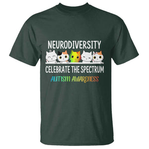 Cute Cats Autism Embrace T Shirt Neurodiversity Celebrate The Spectrum TS02 Dark Forest Green Print Your Wear
