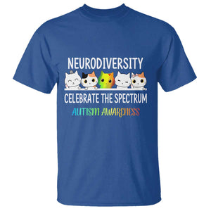 Cute Cats Autism Embrace T Shirt Neurodiversity Celebrate The Spectrum TS02 Royal Blue Print Your Wear