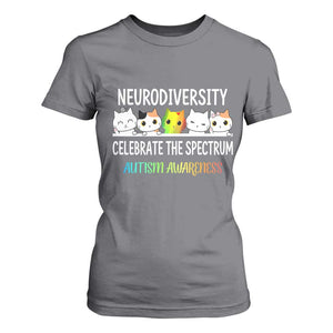 Cute Cats Autism Embrace T Shirt For Women Neurodiversity Celebrate The Spectrum TS02 Charcoal Print Your Wear
