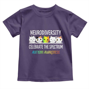 Cute Cats Autism Embrace Toddler T Shirt Neurodiversity Celebrate The Spectrum TS02 Purple Print Your Wear