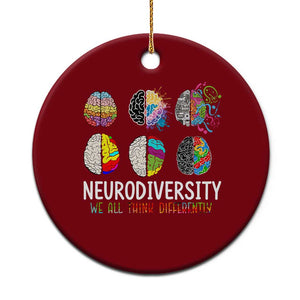 Embrace Neurodiversity Ceramic Ornament We All Think Differently TS02 1pc Red Print Your Wear