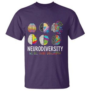 Embrace Neurodiversity T Shirt We All Think Differently TS02 Purple Print Your Wear