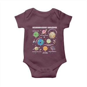 Neurodiverse Universe Baby Onesie Autism Awareness ASD ADHD Neurodiversity Sped Teacher TS02 Maroon Print Your Wear