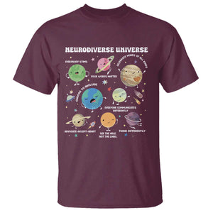Neurodiverse Universe T Shirt Autism Awareness ASD ADHD Neurodiversity Sped Teacher TS02 Maroon Print Your Wear