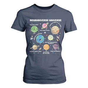 Neurodiverse Universe T Shirt For Women Autism Awareness ASD ADHD Neurodiversity Sped Teacher TS02 Navy Print Your Wear