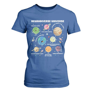 Neurodiverse Universe T Shirt For Women Autism Awareness ASD ADHD Neurodiversity Sped Teacher TS02 Royal Blue Print Your Wear