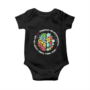 Embrace Neurodiversity Baby Onesie Neurodiverse Brain Autism Awareness ADHD Autistic TS02 Black Print Your Wear