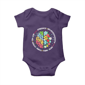Embrace Neurodiversity Baby Onesie Neurodiverse Brain Autism Awareness ADHD Autistic TS02 Purple Print Your Wear