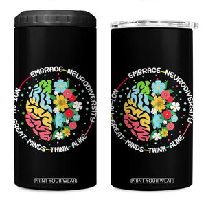 Embrace Neurodiversity 4 in 1 Can Cooler Tumbler Neurodiverse Brain Autism Awareness ADHD Autistic TS02 One Size: 16 oz Black Print Your Wear