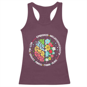 Embrace Neurodiversity Racerback Tank Top Neurodiverse Brain Autism Awareness ADHD Autistic TS02 Maroon Print Your Wear
