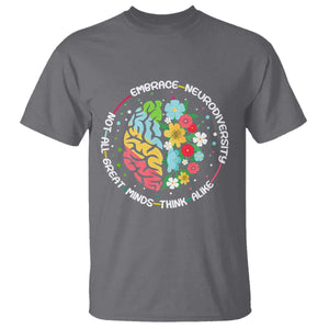 Embrace Neurodiversity T Shirt Neurodiverse Brain Autism Awareness ADHD Autistic TS02 Charcoal Print Your Wear