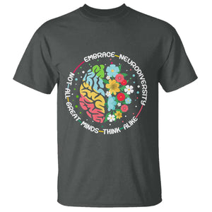 Embrace Neurodiversity T Shirt Neurodiverse Brain Autism Awareness ADHD Autistic TS02 Dark Heather Print Your Wear
