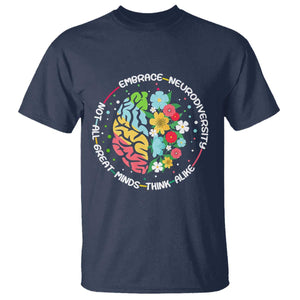 Embrace Neurodiversity T Shirt Neurodiverse Brain Autism Awareness ADHD Autistic TS02 Navy Print Your Wear