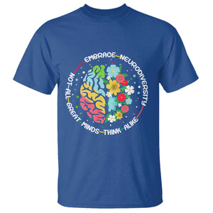 Embrace Neurodiversity T Shirt Neurodiverse Brain Autism Awareness ADHD Autistic TS02 Royal Blue Print Your Wear