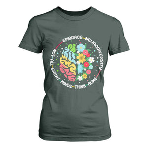 Embrace Neurodiversity T Shirt For Women Neurodiverse Brain Autism Awareness ADHD Autistic TS02 Dark Forest Green Print Your Wear