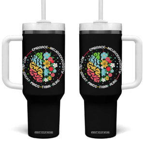 Embrace Neurodiversity Tumbler With Handle Neurodiverse Brain Autism Awareness ADHD Autistic TS02 One Size: 40 oz Black Print Your Wear