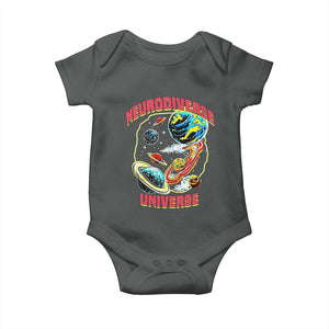 Neurodiverse Universe Baby Onesie Neurodiversity Embrace ADHD Autism ASD TS02 Dark Heather Print Your Wear