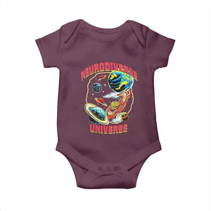 Neurodiverse Universe Baby Onesie Neurodiversity Embrace ADHD Autism ASD TS02 Maroon Print Your Wear