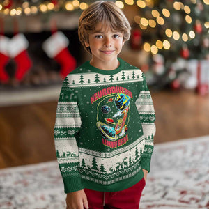 Neurodiverse Universe Ugly Christmas Sweater Neurodiversity Embrace ADHD Autism ASD TS02 Forest Green Beige Print Your Wear