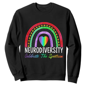 Neurodiversity Sweatshirt Autism Spectrum ASD ADHD Rainbow Boho TS02 Black Print Your Wear