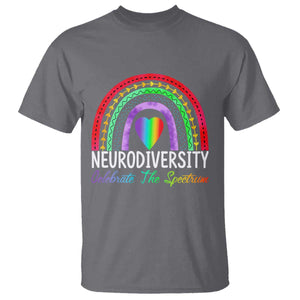 Neurodiversity T Shirt Autism Spectrum ASD ADHD Rainbow Boho TS02 Charcoal Print Your Wear