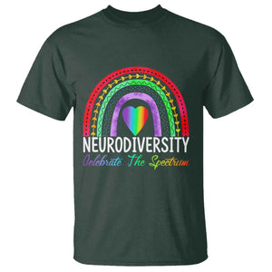 Neurodiversity T Shirt Autism Spectrum ASD ADHD Rainbow Boho TS02 Dark Forest Green Print Your Wear