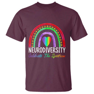 Neurodiversity T Shirt Autism Spectrum ASD ADHD Rainbow Boho TS02 Maroon Print Your Wear