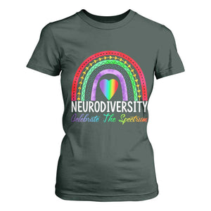Neurodiversity T Shirt For Women Autism Spectrum ASD ADHD Rainbow Boho TS02 Dark Forest Green Print Your Wear