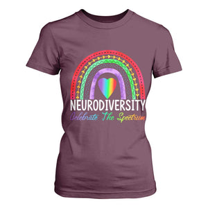 Neurodiversity T Shirt For Women Autism Spectrum ASD ADHD Rainbow Boho TS02 Maroon Print Your Wear