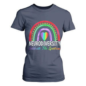 Neurodiversity T Shirt For Women Autism Spectrum ASD ADHD Rainbow Boho TS02 Navy Print Your Wear