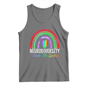 Neurodiversity Tank Top Autism Spectrum ASD ADHD Rainbow Boho TS02 Black Heather Print Your Wear