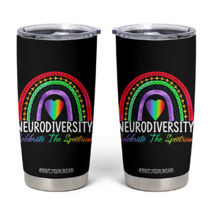Neurodiversity Tumbler Cup Autism Spectrum ASD ADHD Rainbow Boho TS02 Black Print Your Wear