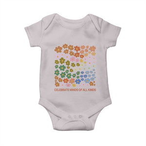Neurodiversity Boho Floral Baby Onesie Celebrate Minds of All Kinds Autism ADHD ASD TS02 Ice Gray Print Your Wear