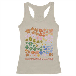 Neurodiversity Boho Floral Racerback Tank Top Celebrate Minds of All Kinds Autism ADHD ASD TS02 Sand Print Your Wear