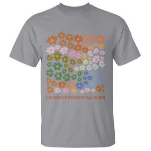 Neurodiversity Boho Floral T Shirt Celebrate Minds of All Kinds Autism ADHD ASD TS02 Sport Gray Print Your Wear